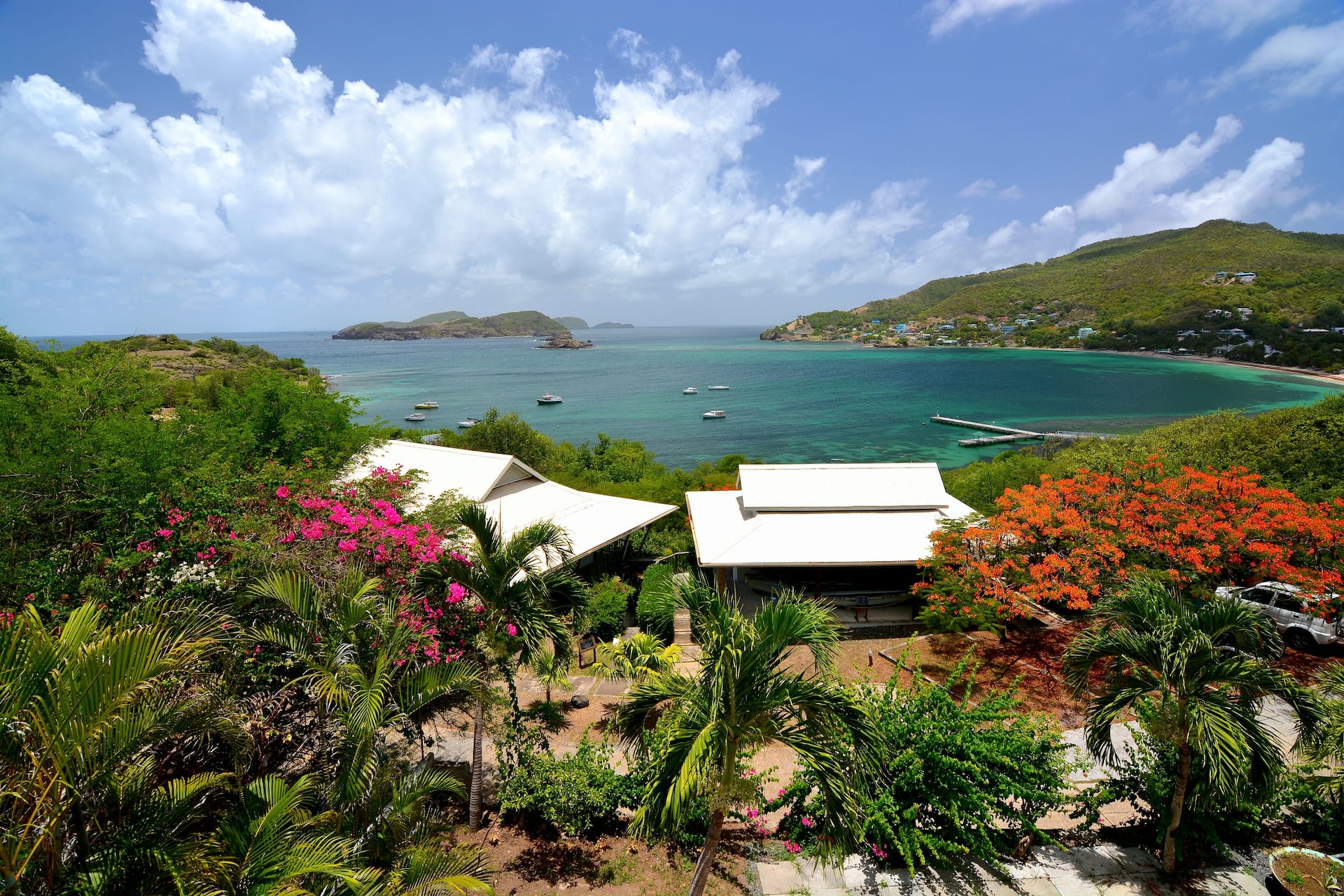 Panoramic view of Friendship Bay from Villa Marisol, Bequia