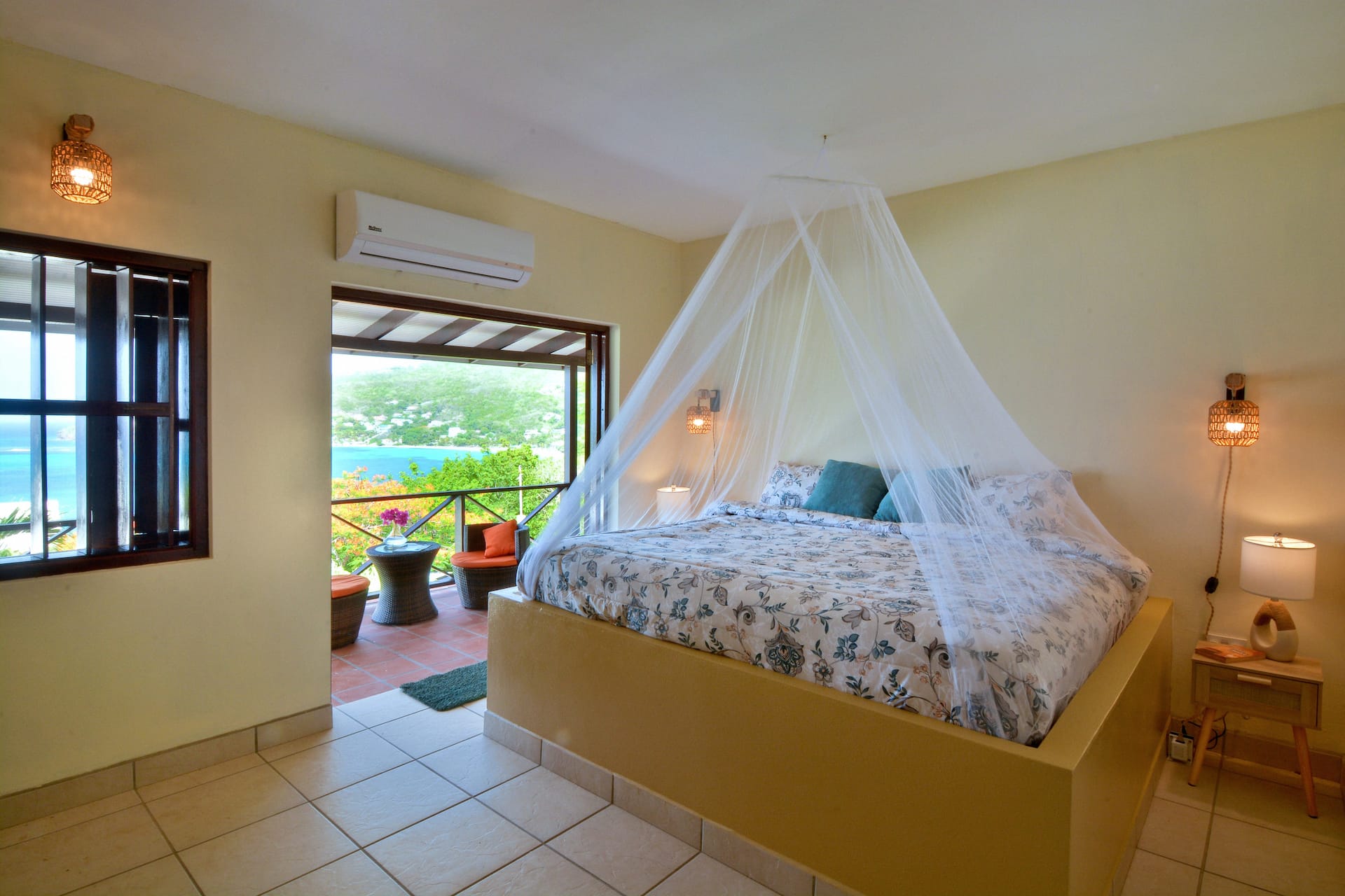 Grenadine Suite — queen bedroom at Villa Marisol Bequia