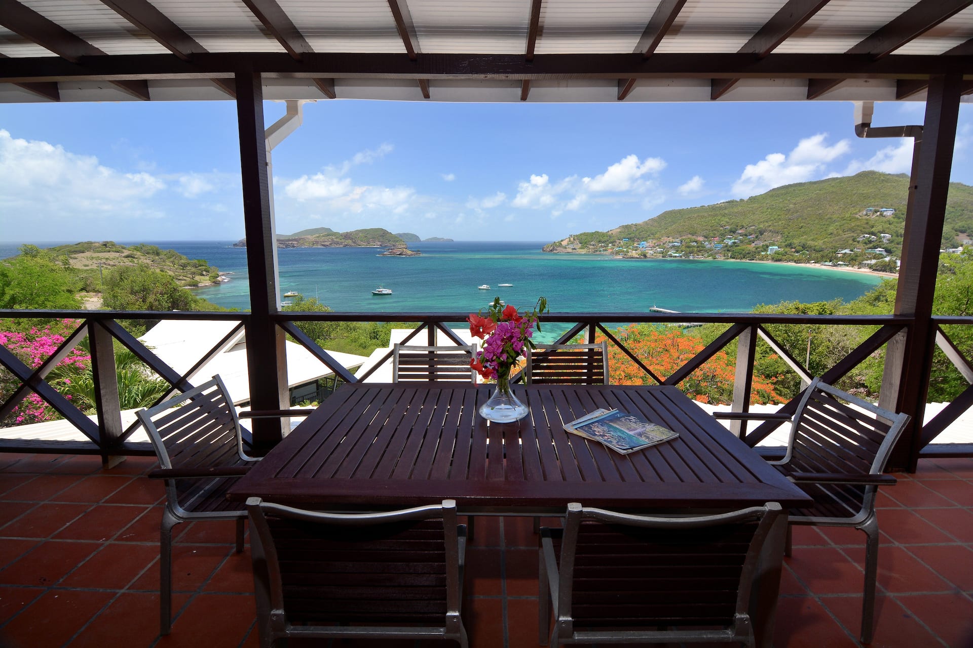 Turquoise Caribbean sea view from Villa Marisol balcony